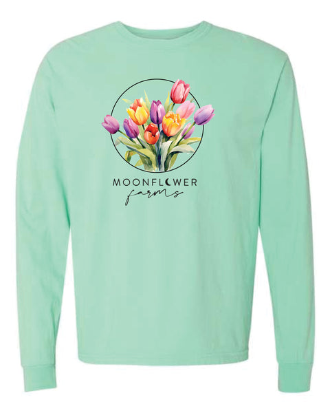 Long Sleeve Comfort Color - Orchid, Island Reef or Chalky Mint - Moonflower TULIPS