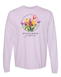 Long Sleeve Comfort Color - Orchid, Island Reef or Chalky Mint - Moonflower TULIPS